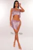 Lilac Rhinestone Mesh Chain Crop Top sold by Hot Miami Styles