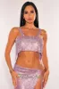 Lilac Rhinestone Mesh Chain Crop Top sold by Hot Miami Styles