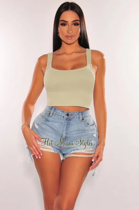 Dusty Sage Seamless Ribbed Tank Top sold by Hot Miami Styles