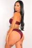 Wine Crochet Bandeau Lace Up Bikini Tie Up Skirt Three Piece Set Bottom sold by Hot Miami Styles