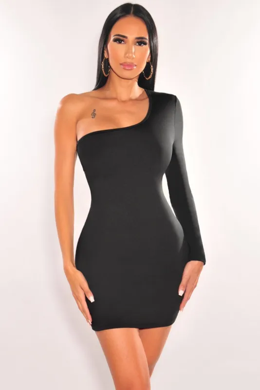 Black One Sleeve Cut Out Back Mini Dress sold by Hot Miami Styles