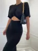 Black Short Sleeve Cut Out Ruched Maxi Dress sold by Hot Miami Styles