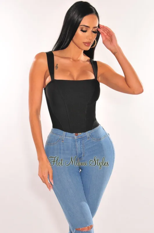 Black Bandage Sleeveless Bustier Crop Top sold by Hot Miami Styles