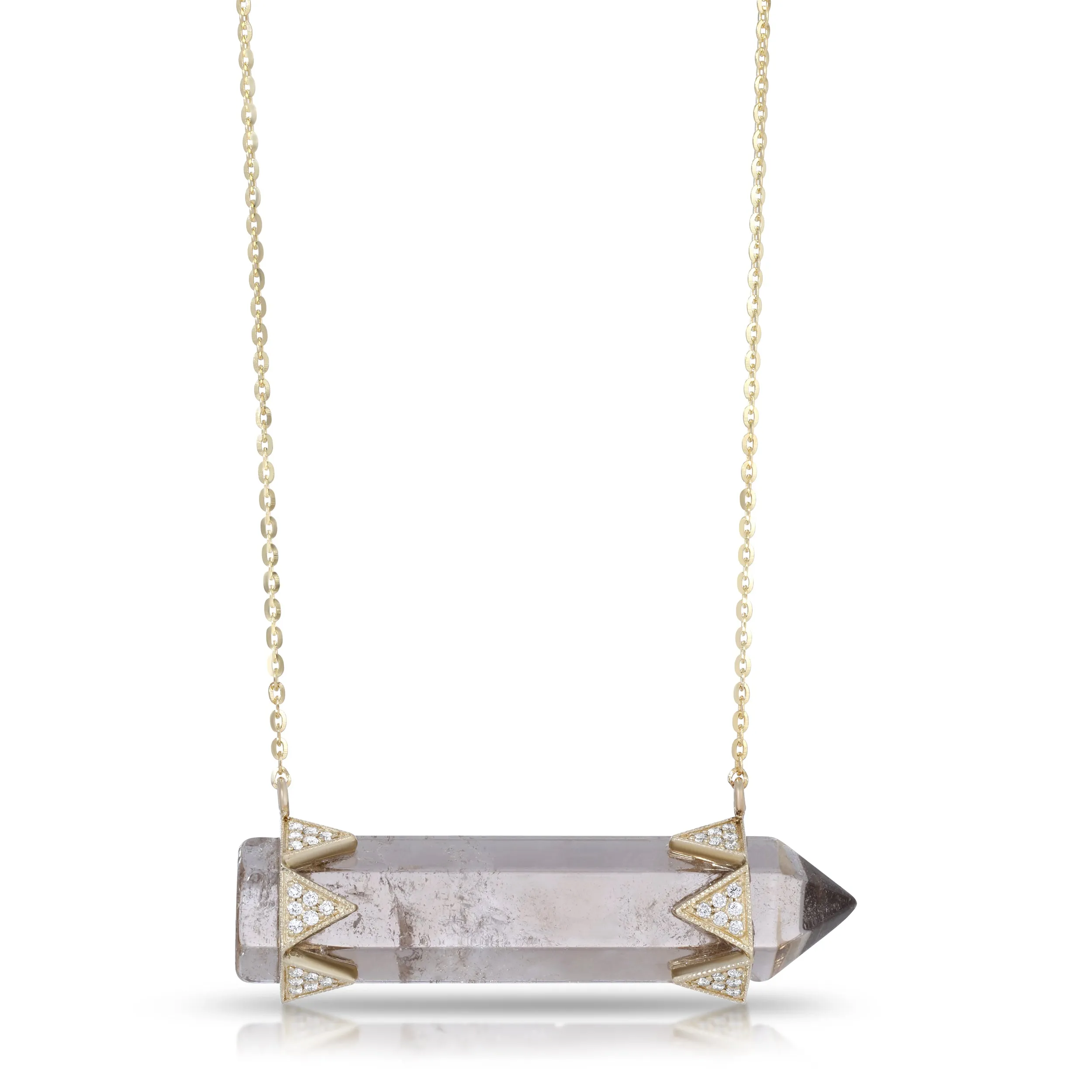 Smokey Quartz Horizontal Crystal Diamond Crown Necklace sold by House of Harlow 1960