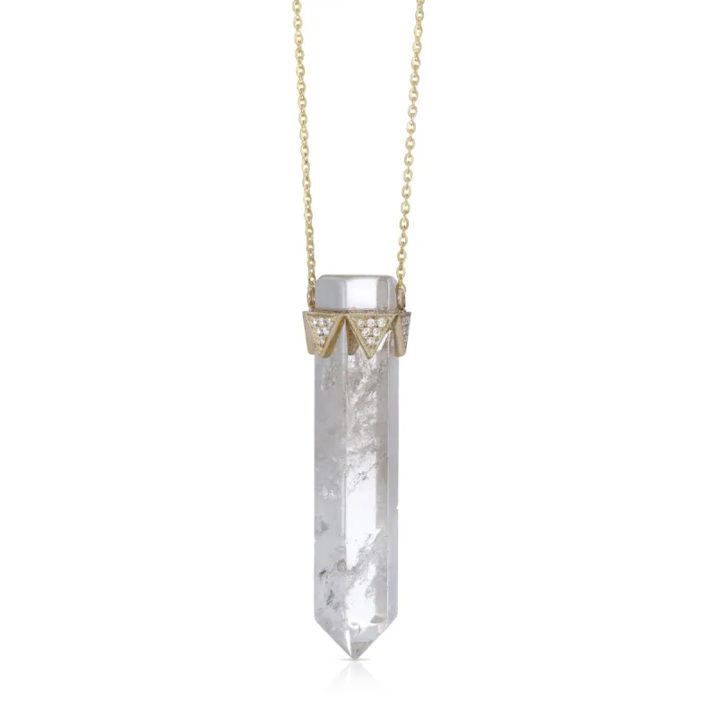 Smokey Quartz Vertical Pendant Diamond Crown Necklace sold by House of Harlow 1960