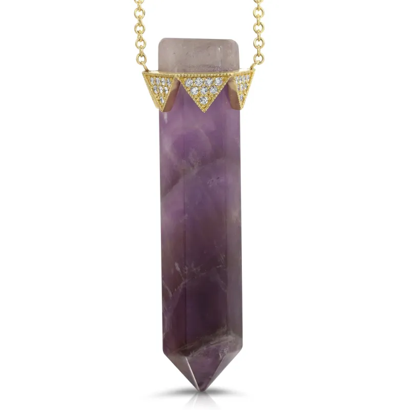 Amethyst Vertical Diamond Crown Necklace sold by House of Harlow 1960