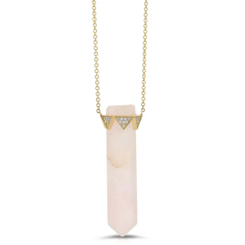 Rose Quartz Vertical Diamond Crown Necklace sold by House of Harlow 1960