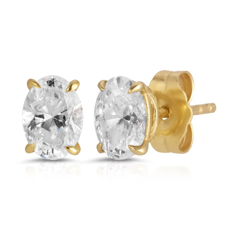 Large Oval Diamond Studs sold by House of Harlow 1960