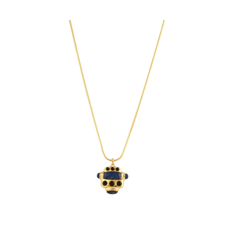 Lapis Onyx Lock Pendant sold by House of Harlow 1960