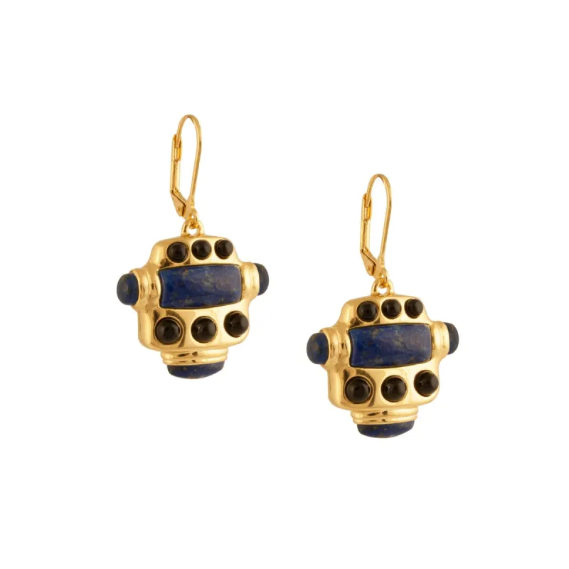 Lapis Onyx Lock Earrings sold by House of Harlow 1960