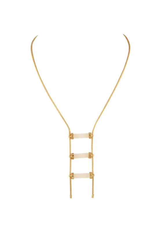 Clear Quartz Triple Horizontal Crystal Necklace sold by House of Harlow 1960