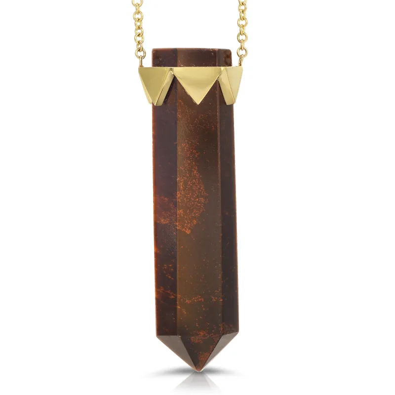 TIGERS EYE VERTICAL GOLD CROWN NECKLACE sold by House of Harlow 1960