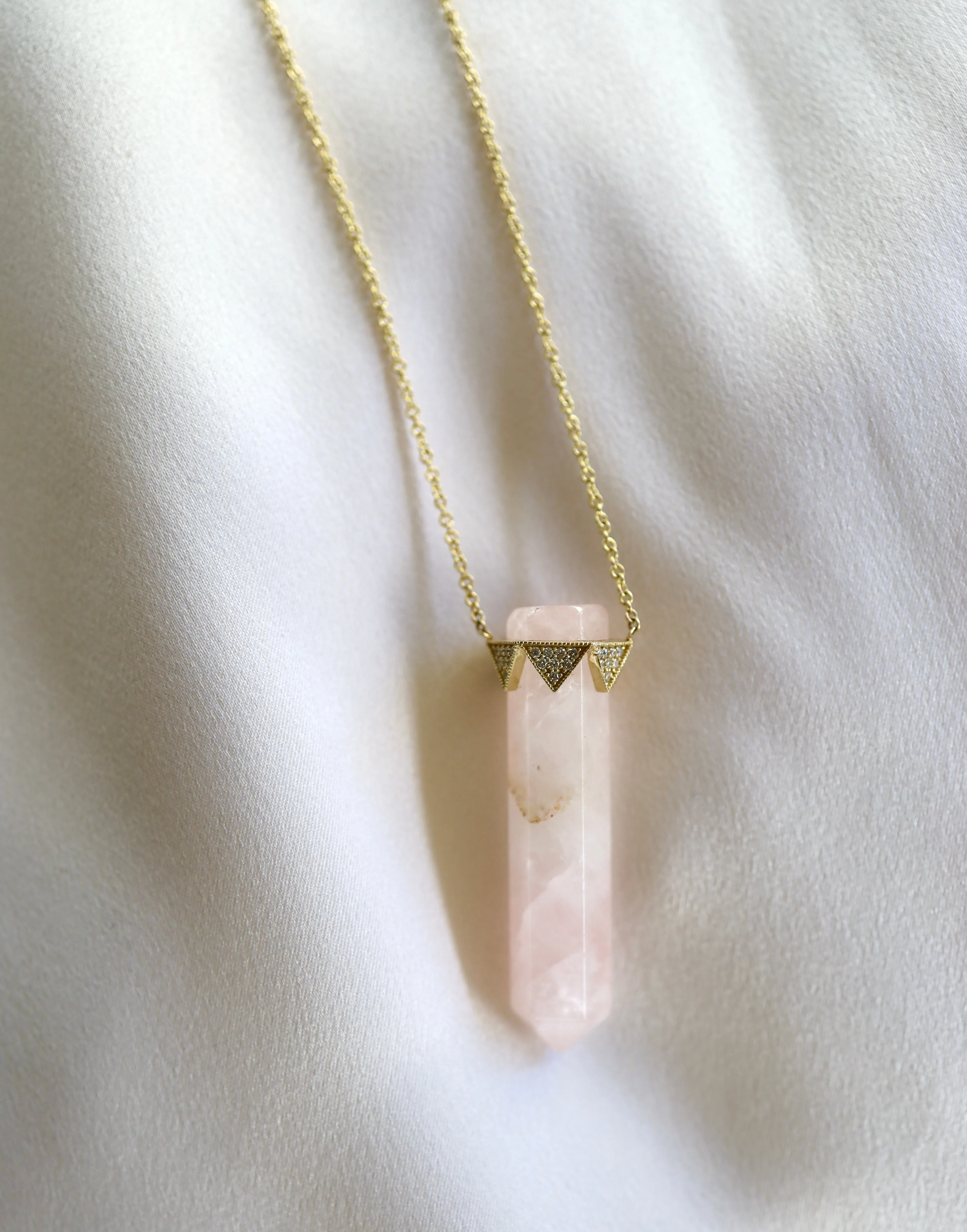 Rose Quartz Vertical Pendant Diamond Crown Necklace sold by House of Harlow 1960 product image thumbnail 4