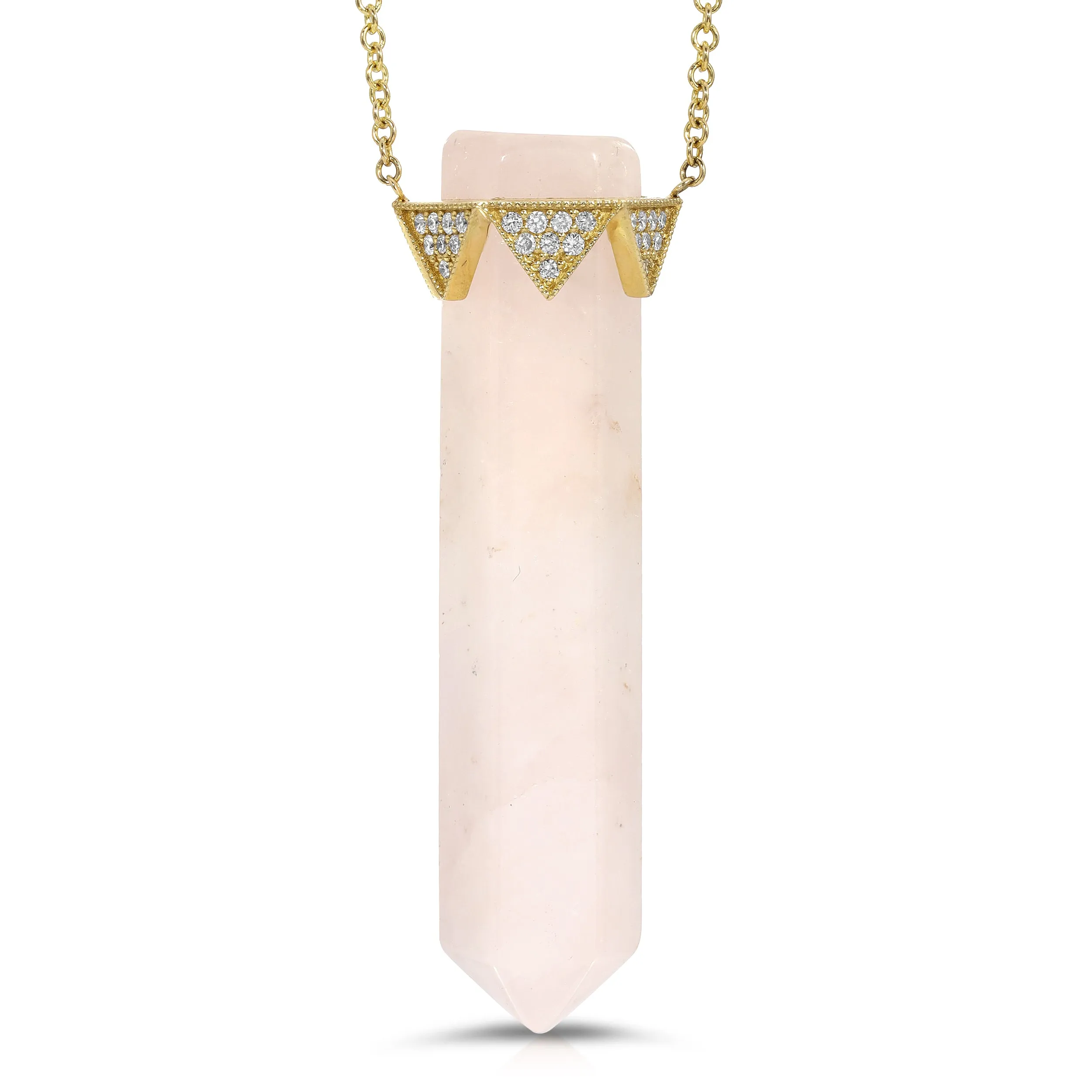 Rose Quartz Vertical Pendant Diamond Crown Necklace sold by House of Harlow 1960 product image thumbnail 2