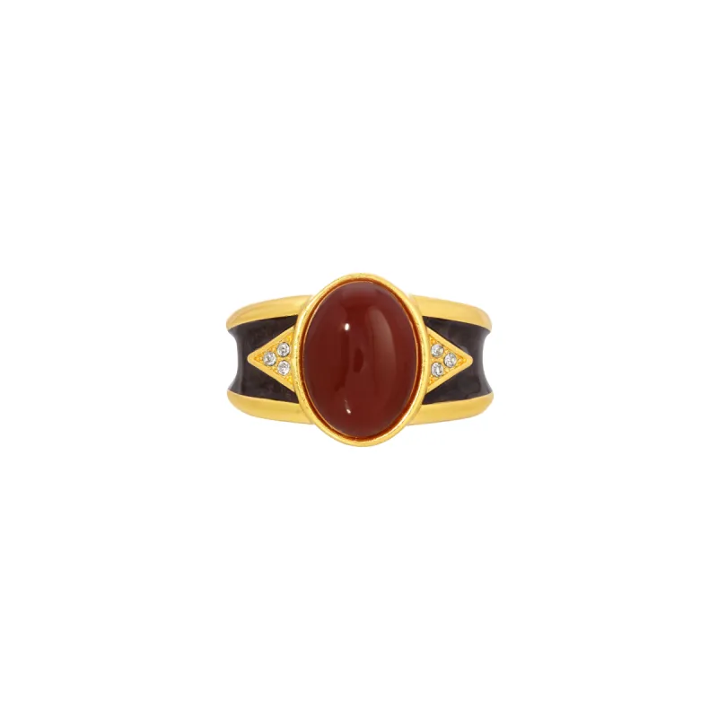 Carnelian Madera Ring made by House of Harlow 1960
