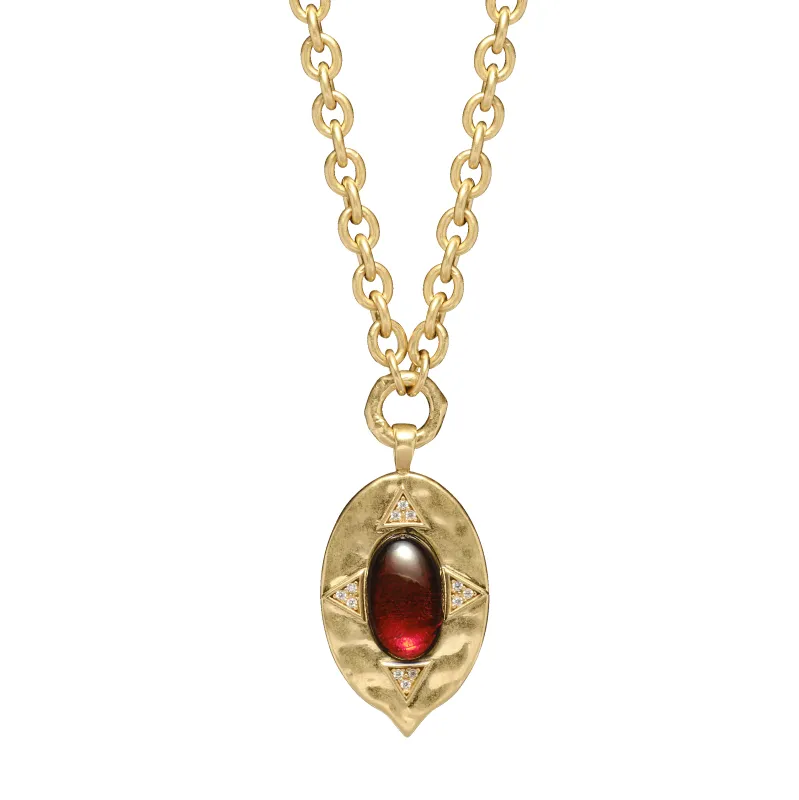 The Coin Garnet Pendant Necklace x McMullen sold by House of Harlow 1960