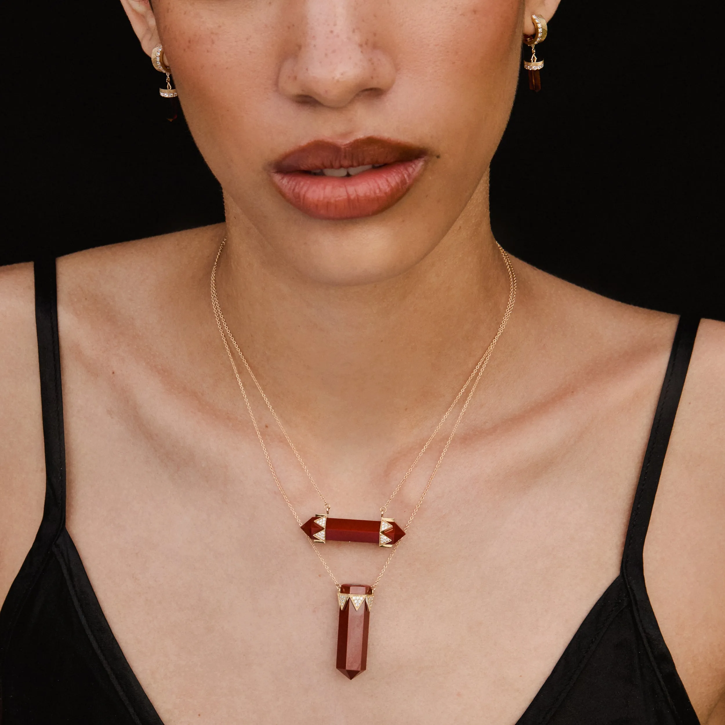 The Nova Red Jasper Vertical Diamond Crown Necklace x McMullen sold by House of Harlow 1960 product image thumbnail 4