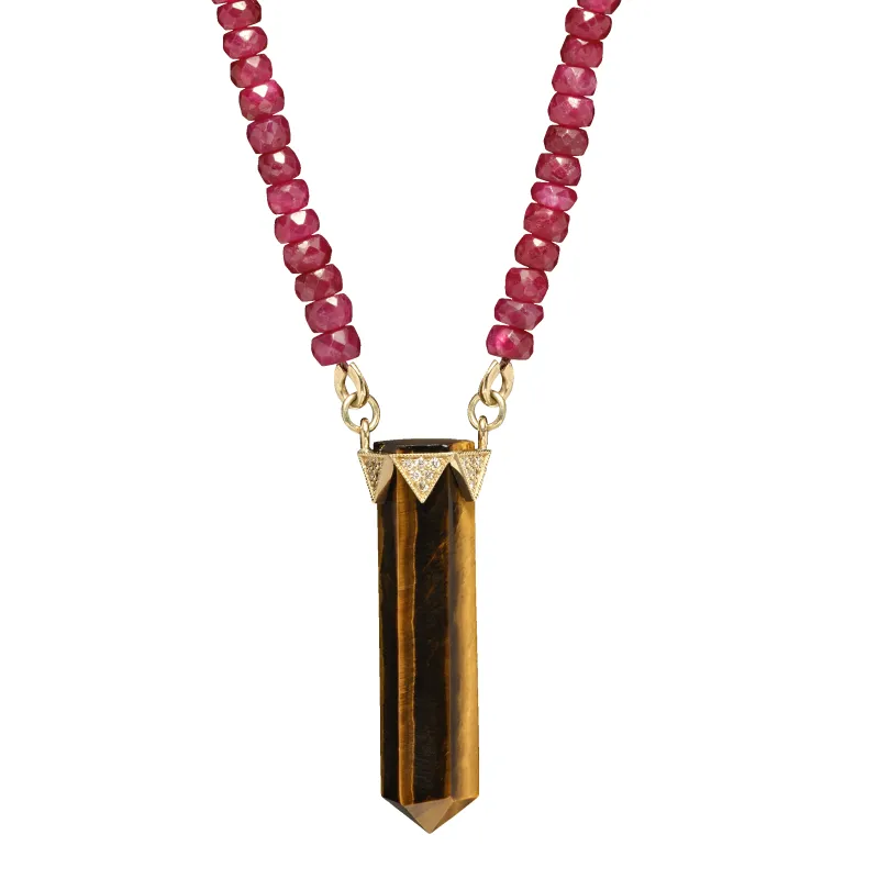 HH Signature Ruby Strand & Tiger's Eye Diamond Crown Necklace x McMullen sold by House of Harlow 1960