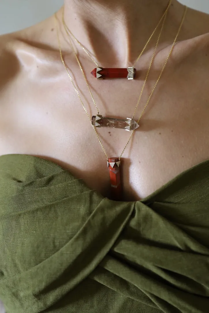 Red Jasper Horizontal Diamond Crown Necklace sold by House of Harlow 1960 product image thumbnail 2