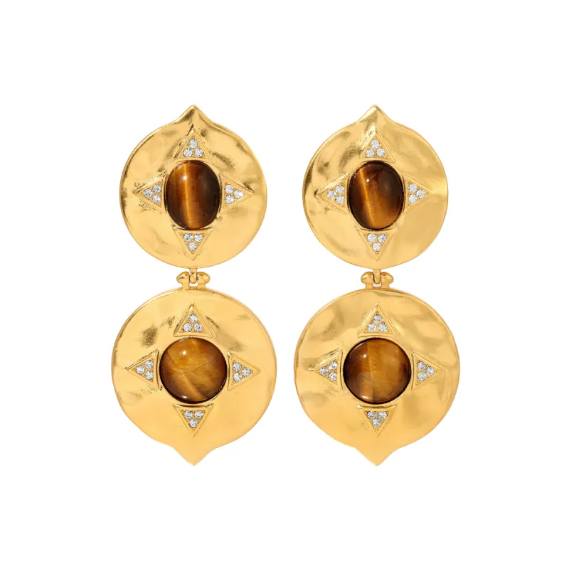 Tiger's Eye Coin Earrings sold by House of Harlow 1960