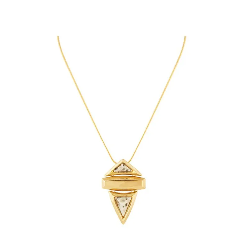 Pyramid Kiwi Stone Pendant Necklace sold by House of Harlow 1960