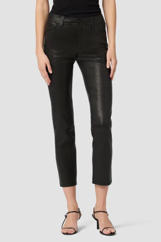 Nico Mid-Rise Straight Leather Crop Pant sold by Hudson Jeans