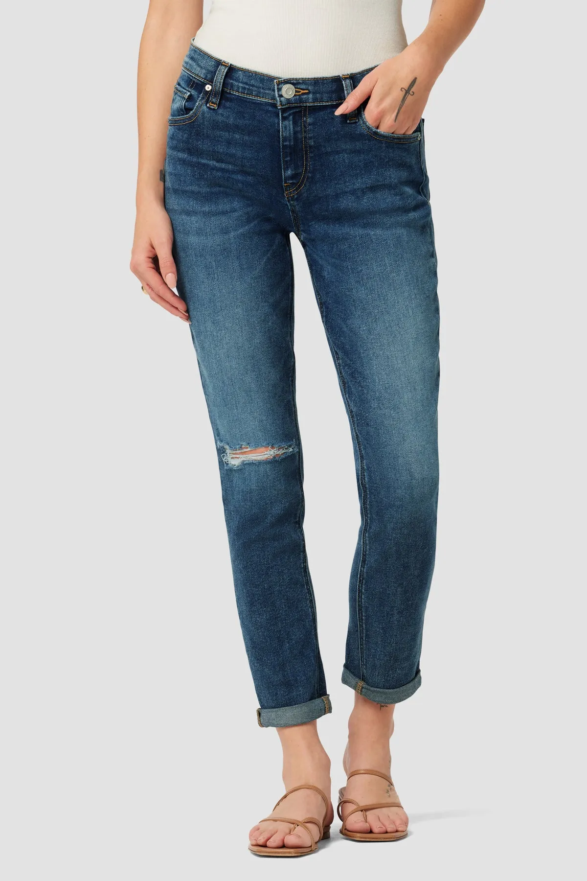 Lana Mid-Rise Slim Boyfriend Crop Jean sold by Hudson Jeans