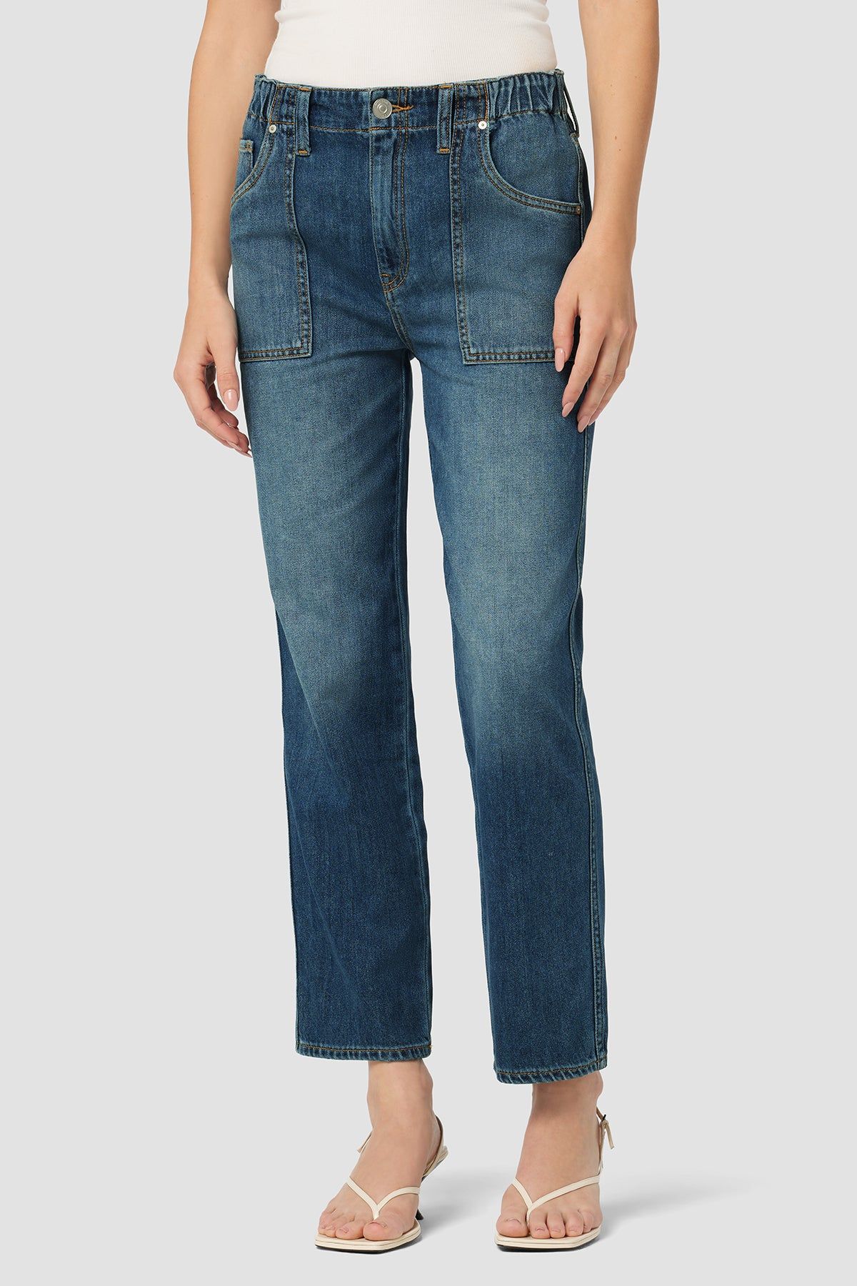 Remi High-Rise Elastic Waist Straight Ankle Jean sold by Hudson Jeans