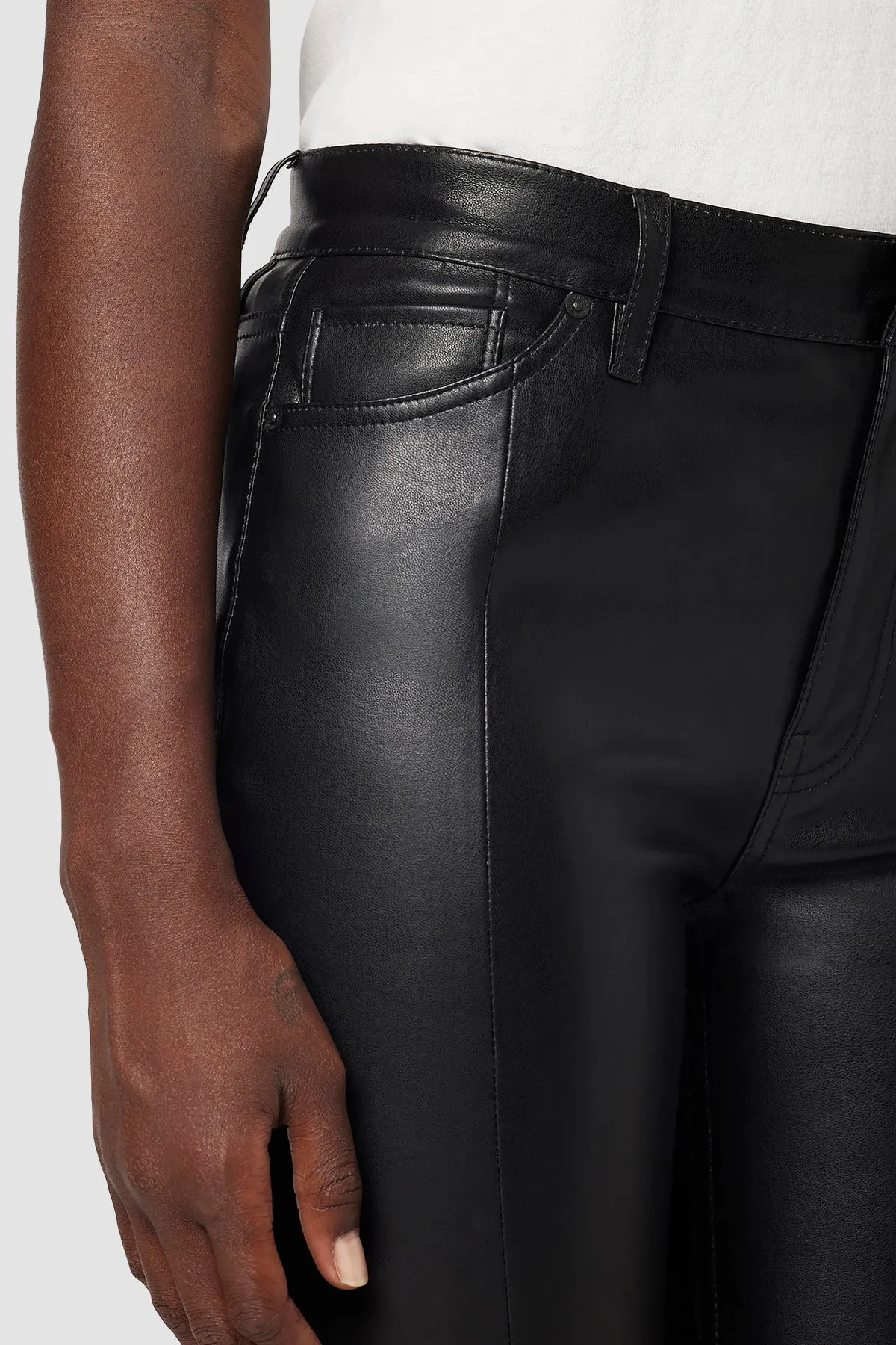 Barbara High-Rise Straight Vegan Leather Ankle Jean w/ Slit Hem sold by Hudson Jeans product image thumbnail 4