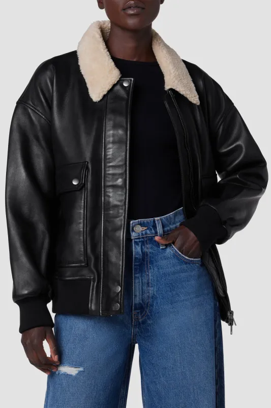 Oversized Leather Bomber Jacket sold by Hudson Jeans