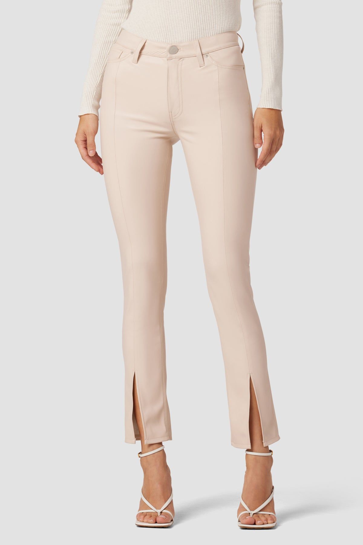 Barbara High-Rise Straight Vegan Leather Jean w/ Slit Hem sold by Hudson Jeans