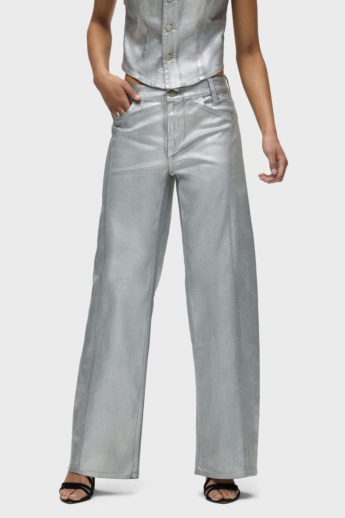 Lexi Mid-Rise Coated Seamed Wide Leg sold by Hudson Jeans