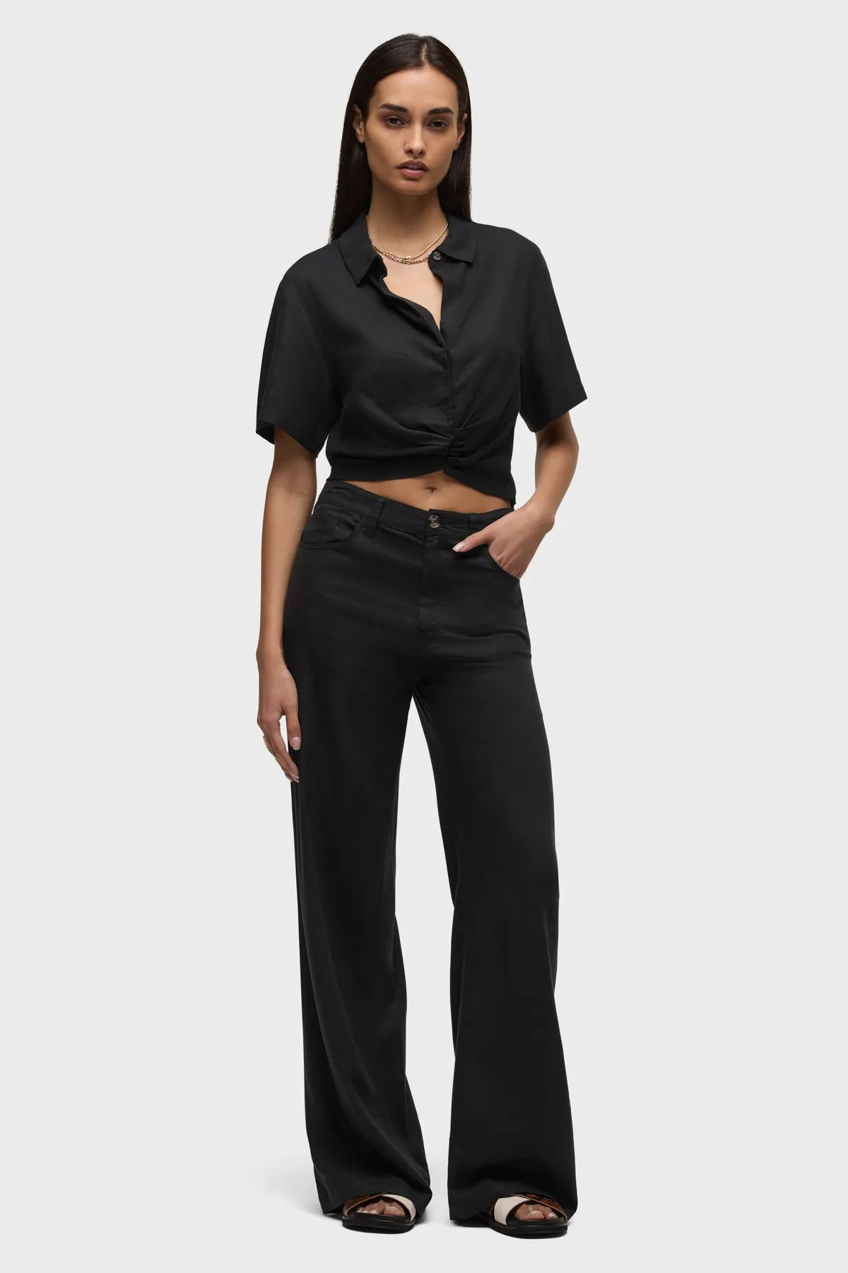 Short Sleeve Knotted Button Down Shirt sold by Hudson Jeans product image thumbnail 5