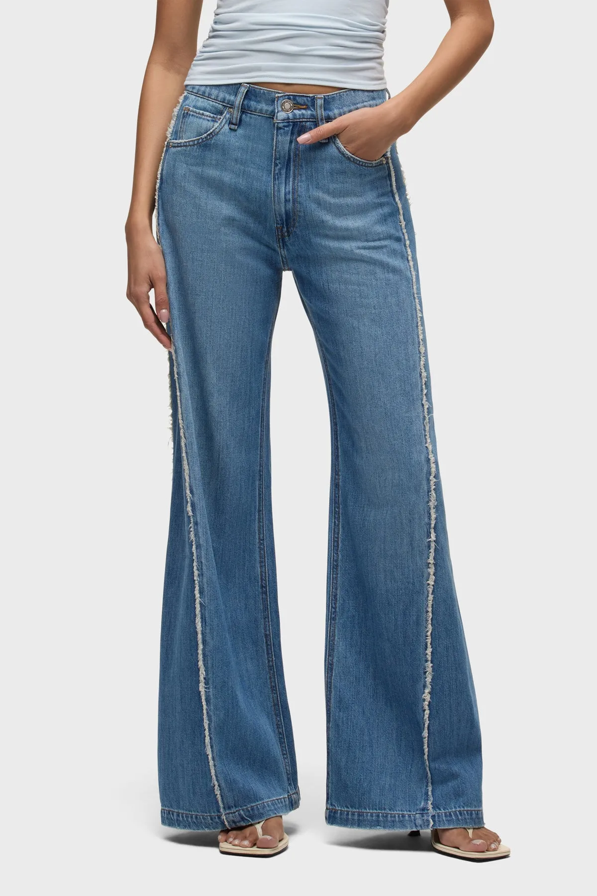 Jodie Loose Fit Wide Leg Jean With Frayed Seams sold by Hudson Jeans