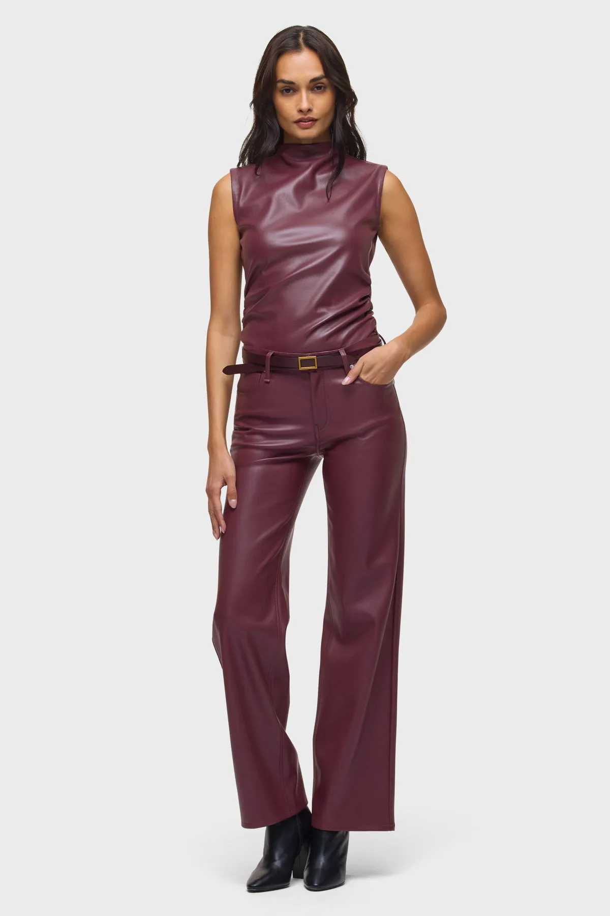 Vegan Leather Top W Side Seam Ruching sold by Hudson Jeans product image thumbnail 5