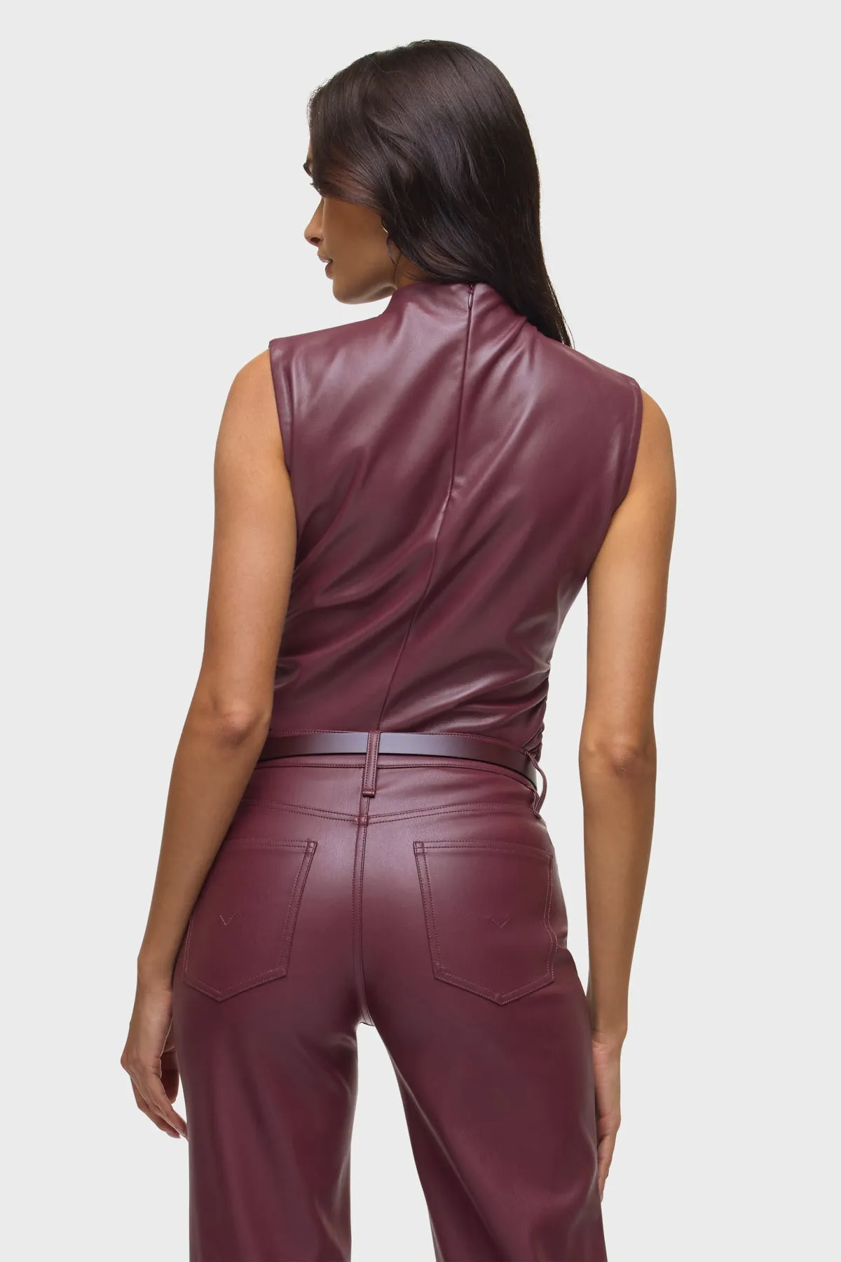 Vegan Leather Top W Side Seam Ruching sold by Hudson Jeans product image thumbnail 2