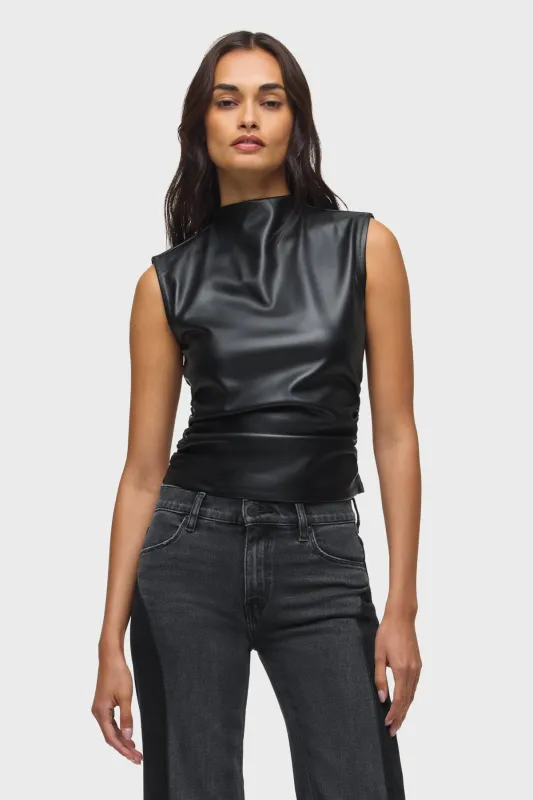 Vegan Leather Top W Side Seam Ruching sold by Hudson Jeans