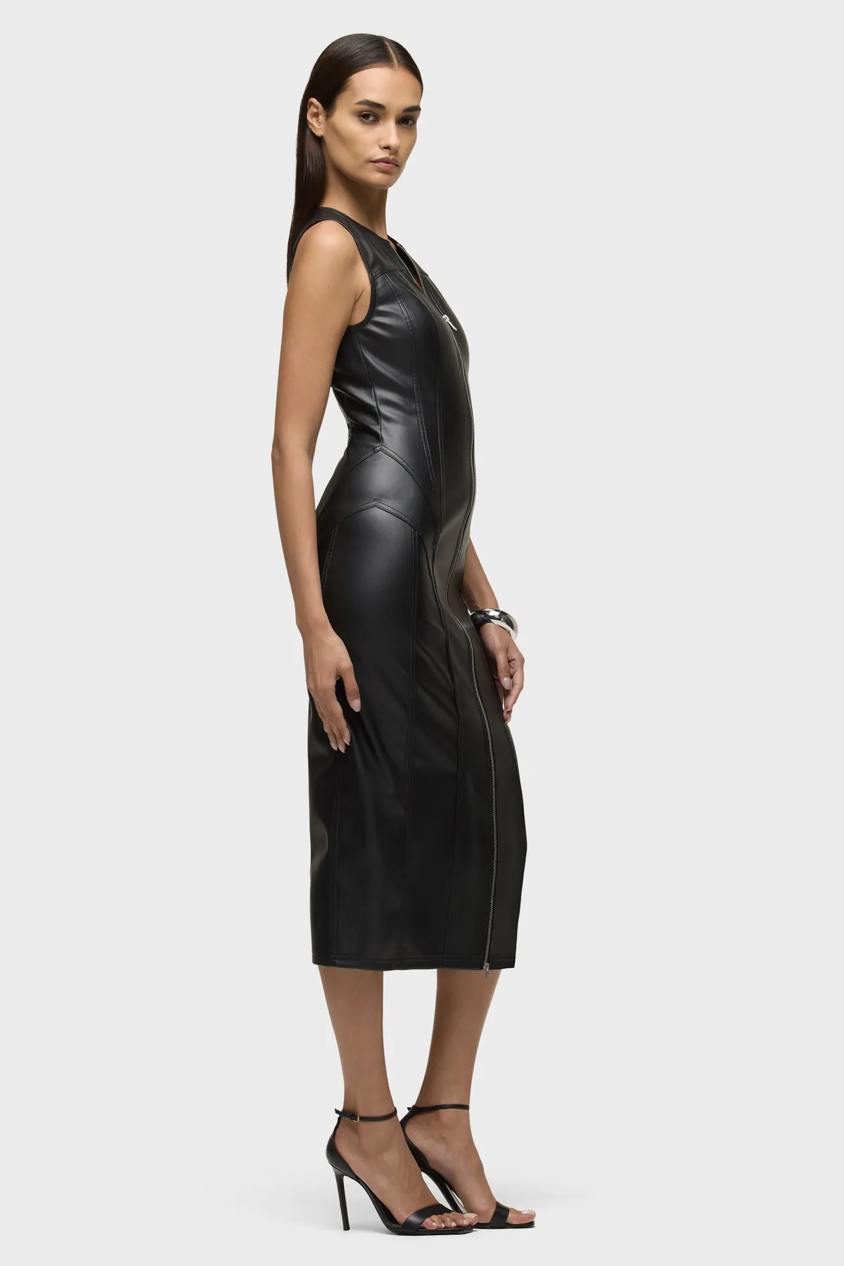 Vegan Leather Midi Dress sold by Hudson Jeans product image thumbnail 3