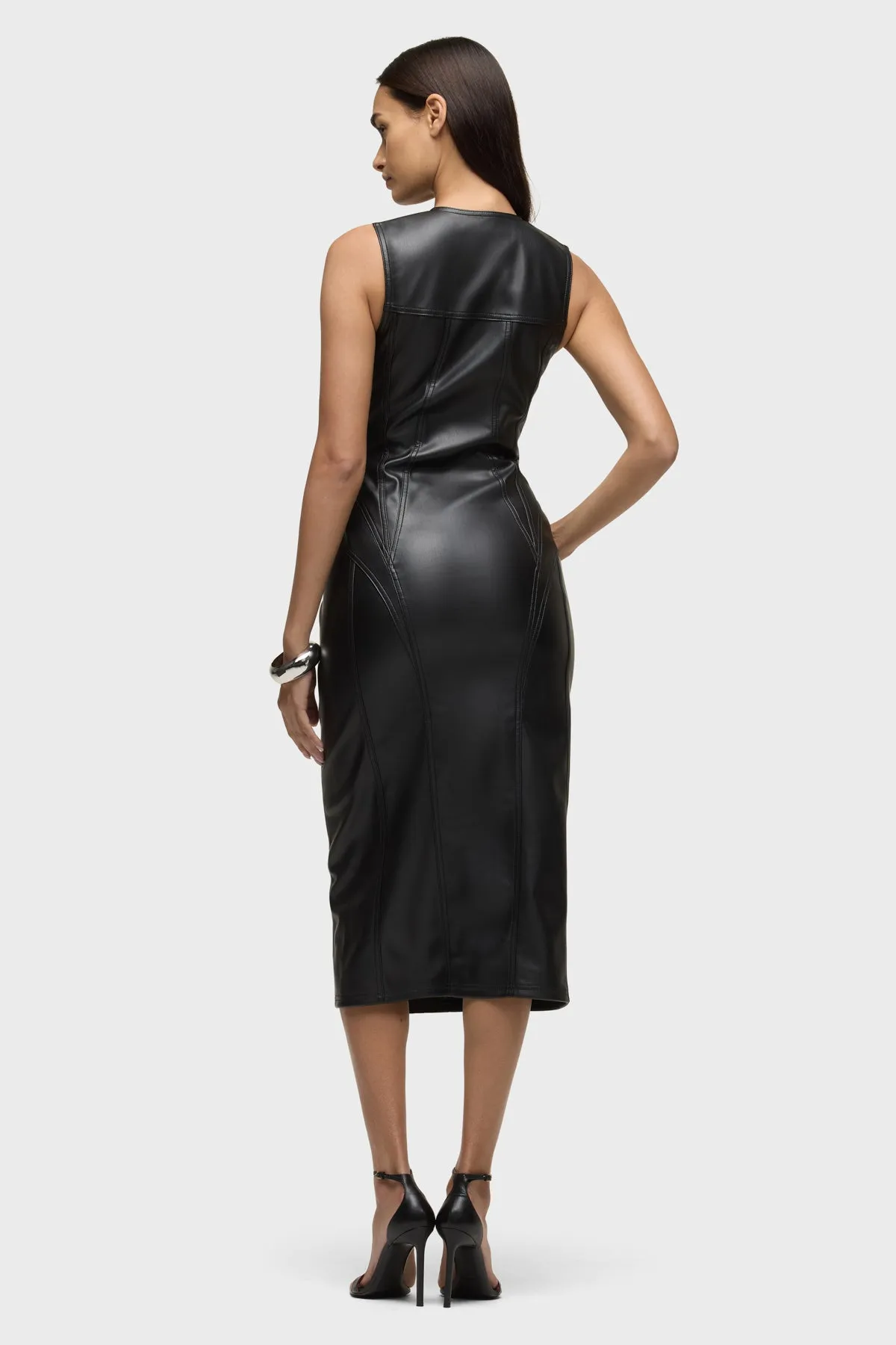 Vegan Leather Midi Dress sold by Hudson Jeans product image thumbnail 2