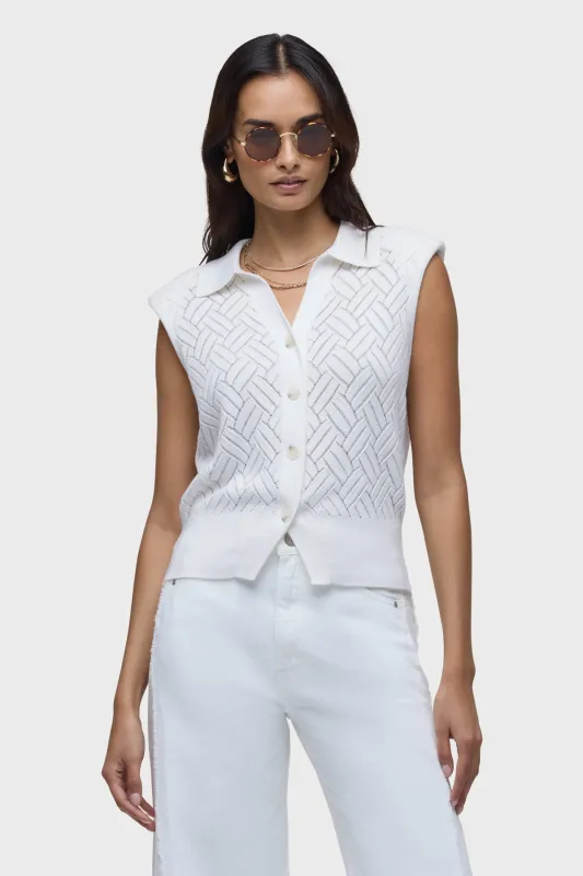Knitted Sleeveless Collared Top made by Hudson Jeans