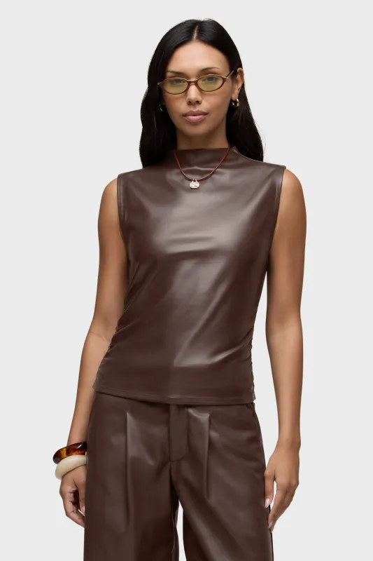 Vegan Leather Ruched Top made by Hudson Jeans