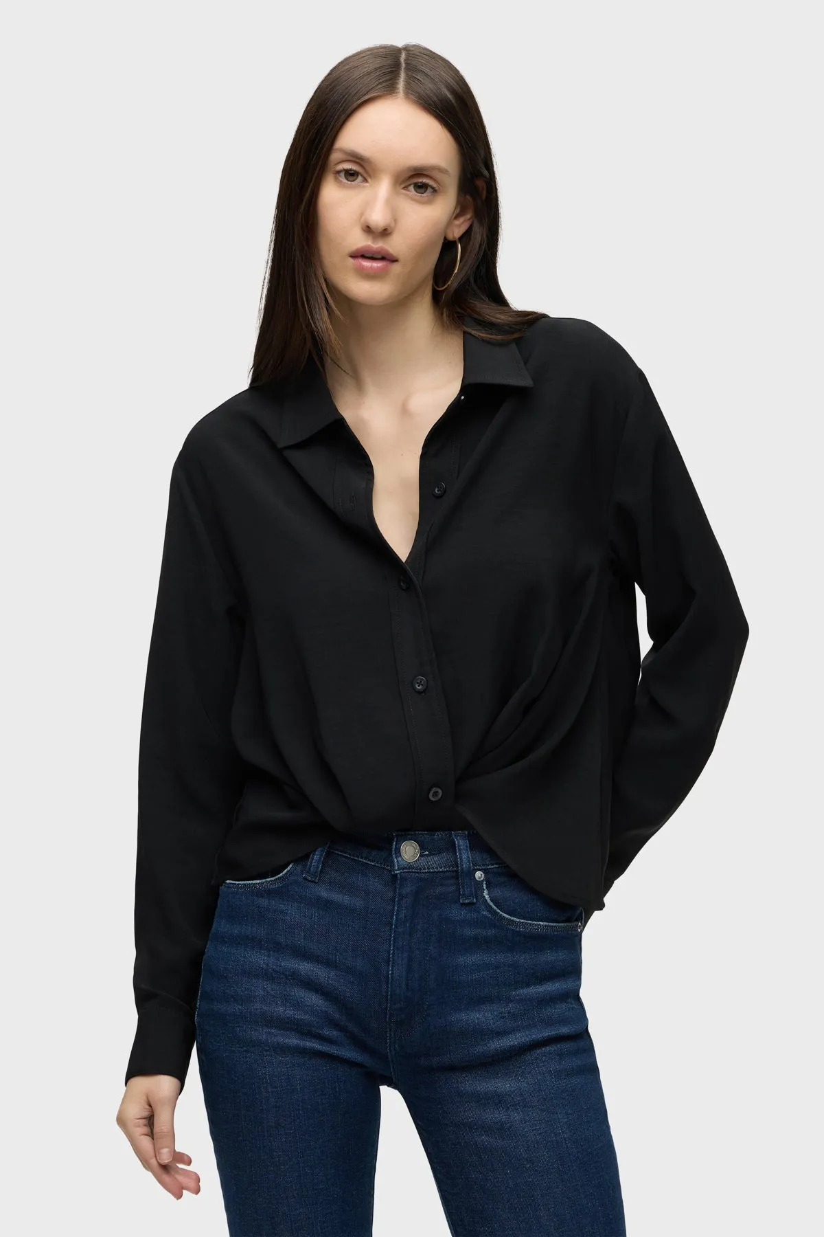 Long Sleeve Knotted Button Down Shirt sold by Hudson Jeans