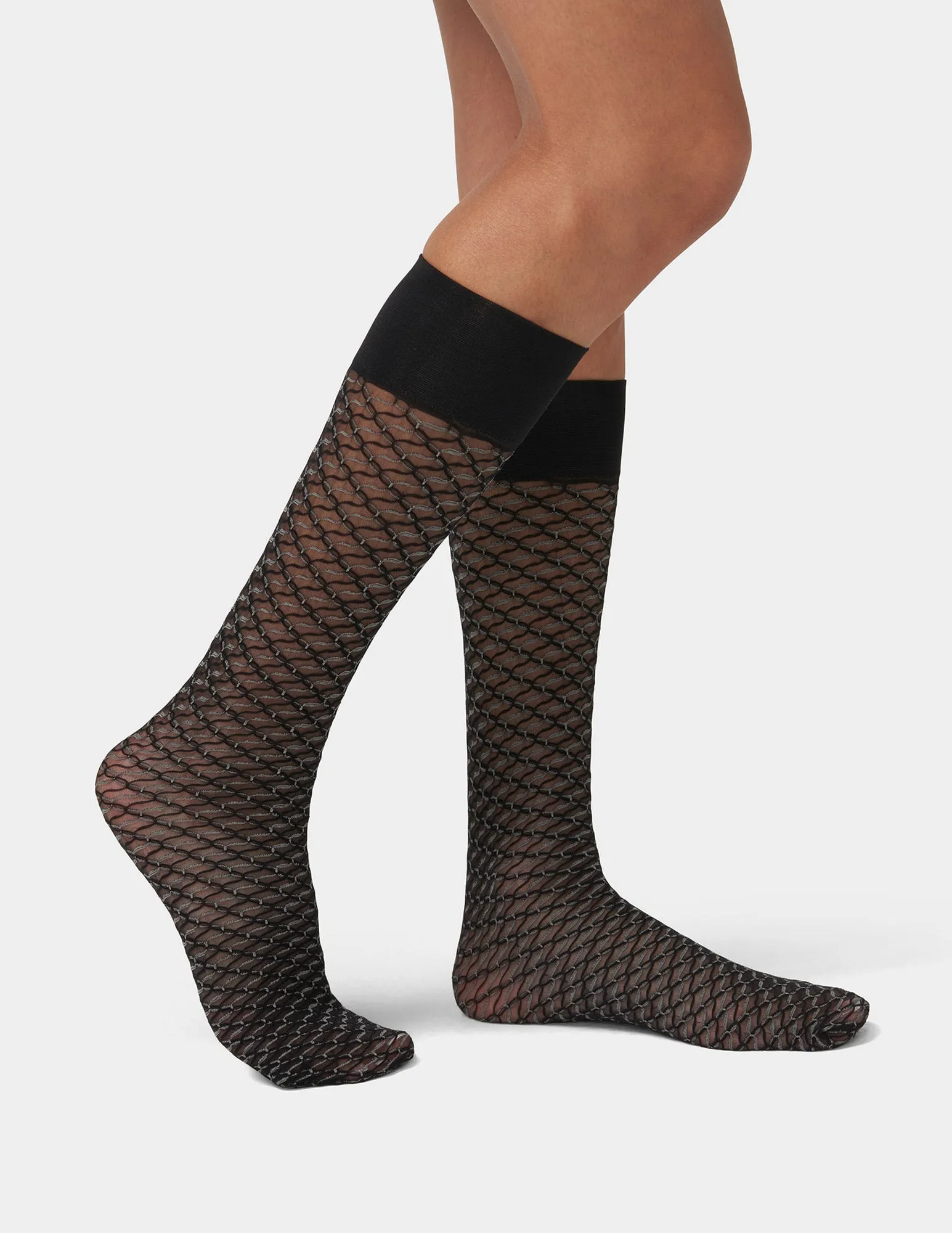 Two-Tone Scroll Knee High sold by HUE