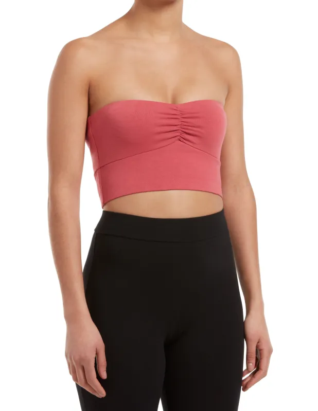 Ruched Blackout Cotton Midriff Bandeau sold by HUE