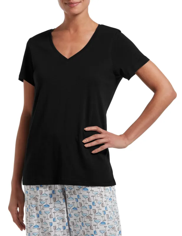 SleepWell V-Neck Short Sleeve Tee sold by HUE