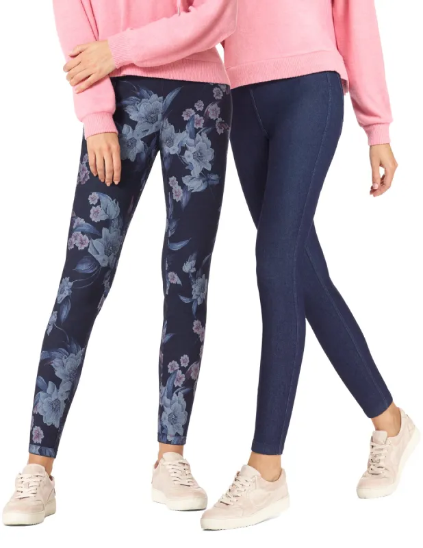 Floral Reversible Denim High Rise Leggings sold by HUE