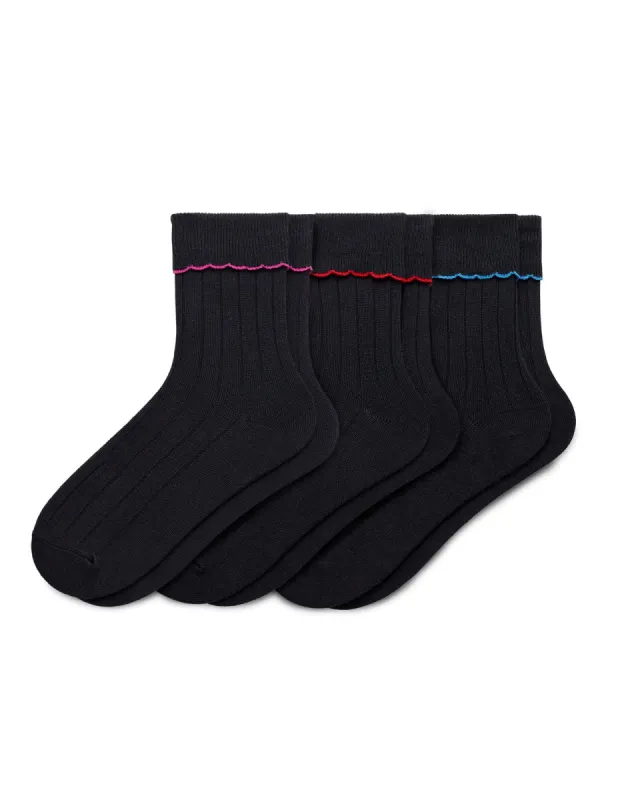 Scalloped Turncuff Sock 3 Pair Pack sold by HUE