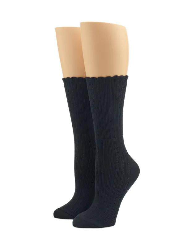 Scalloped Pointelle Sock sold by HUE