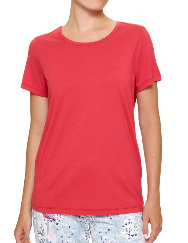 Solid Short Sleeve Scoop Neck PJ Tee sold by HUE