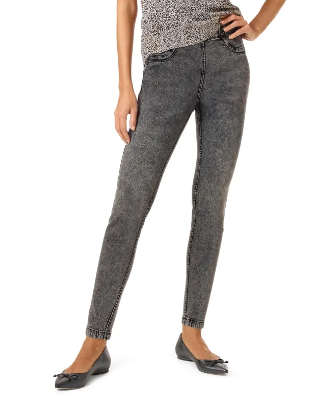 Solid Reversible Denim Legging sold by HUE